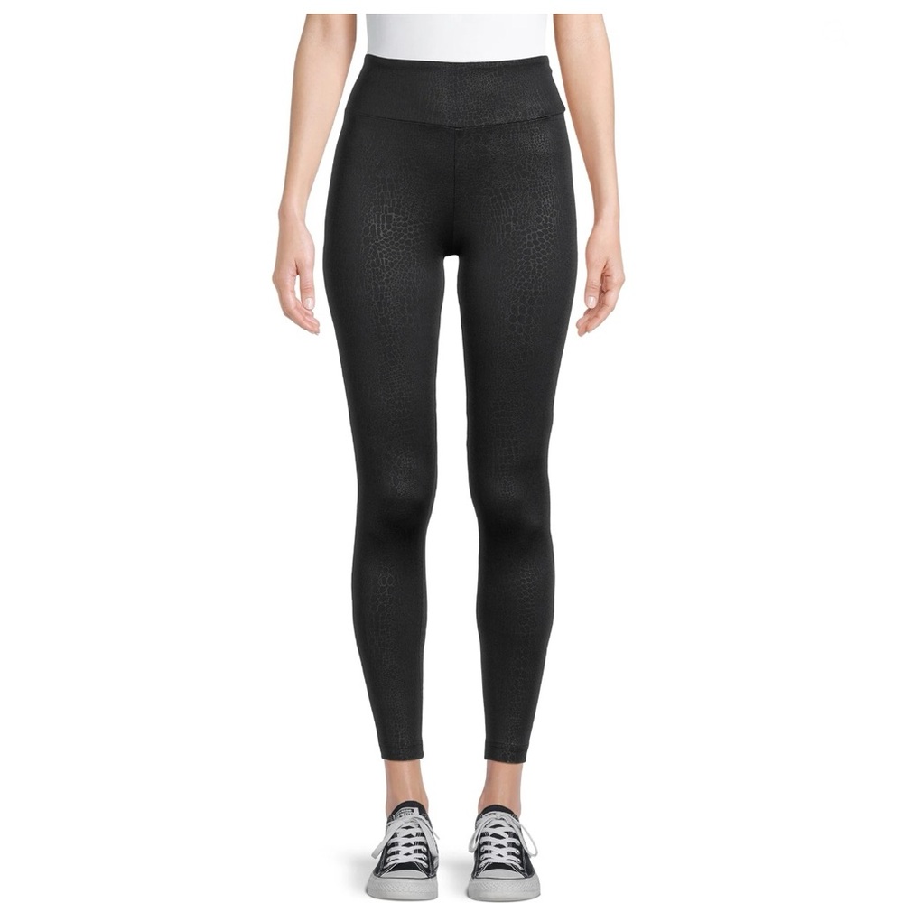 Women's Juniors Sueded Ankle Leggings. Color: Animal print black soot